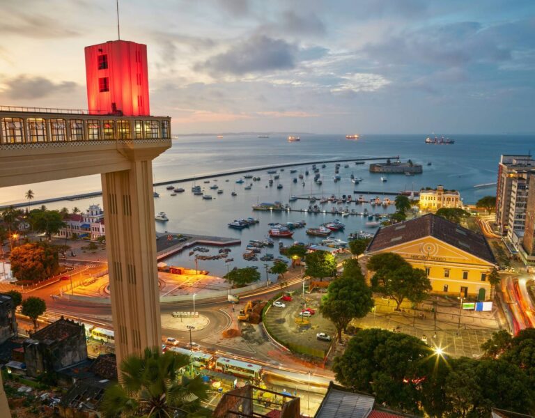 Sunset view of Salvador City in Bahia, Brazil