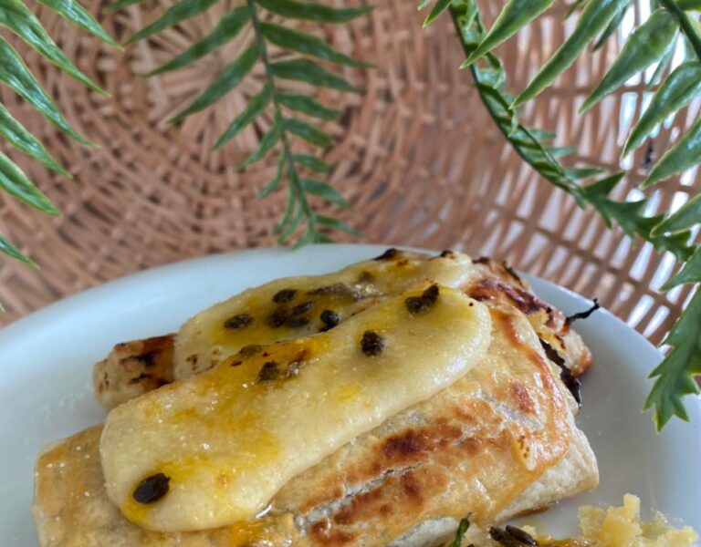 VILA DO BEM. massa folheada, com cocada de maracujá e geleia de maracujá, coberta com crème brûlée. Foto divulgação
